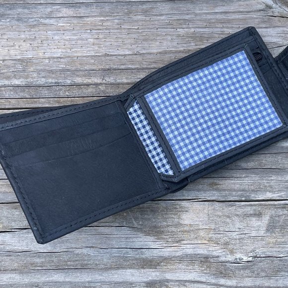 Handmade Genuine Leather Black Wallet Card Holder Purse Bi Fold Purse - Picture 2 of 13